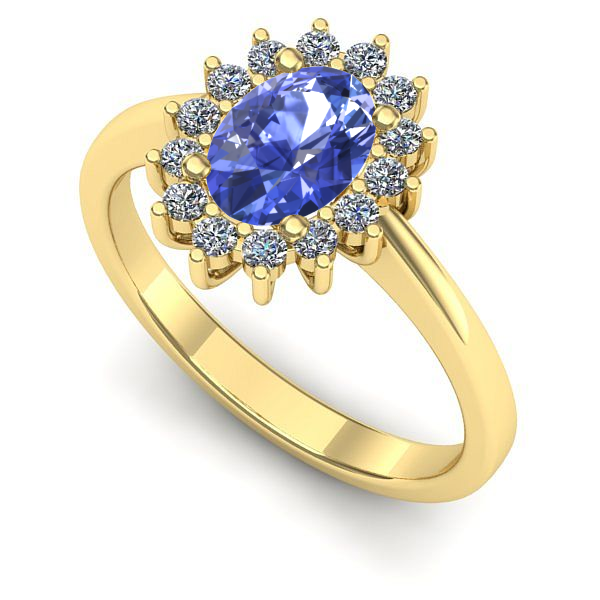 Inel de logodna din aur galben cu tanzanit