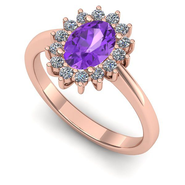 Inel de logodna din aur roz cu ametist