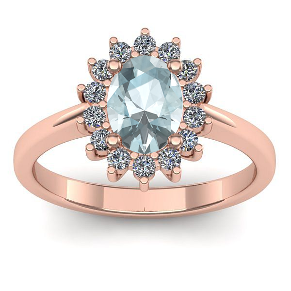 Inel logodna cu aquamarin oval