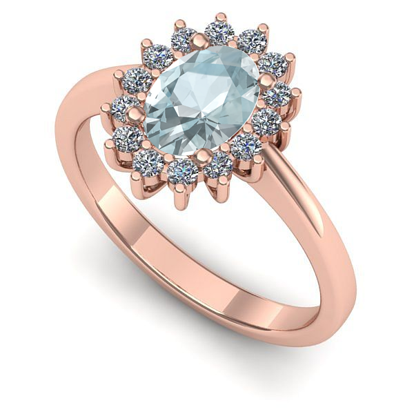 Inel din aur roz cu aquamarin