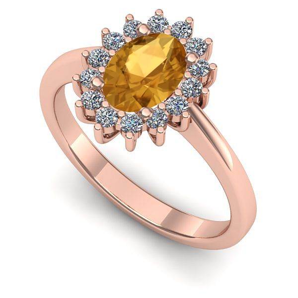Inel logodna din aur roz cu citrin