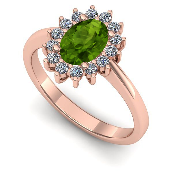 Inel de logodna din aur roz cu peridot