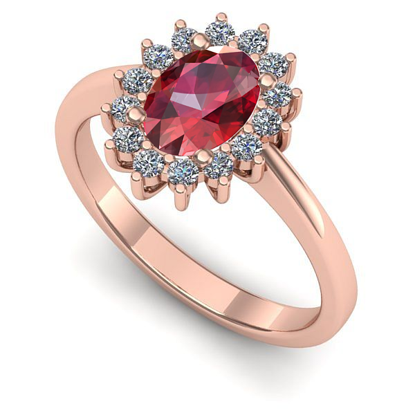 Inel logodna din aur roz cu rubin