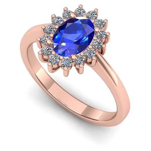 Inel de logodna din aur roz cu safir