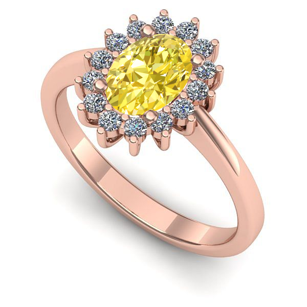 Inel din aur roz cu safir galben