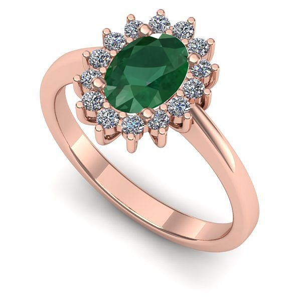 Inel logodna din aur roz cu smarald