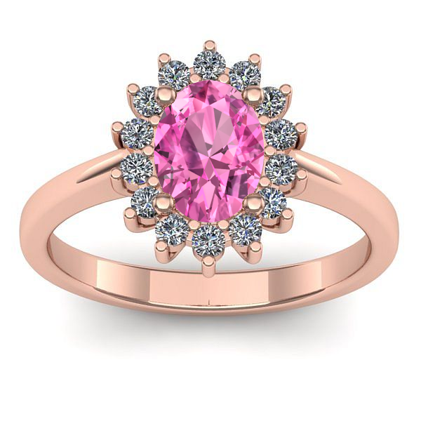 Inel de logodna cu safir roz oval