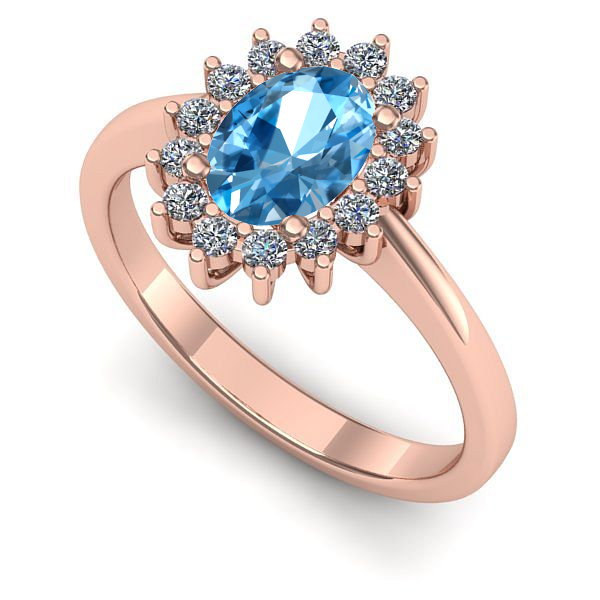 Inel logodna din aur roz cu topaz blue