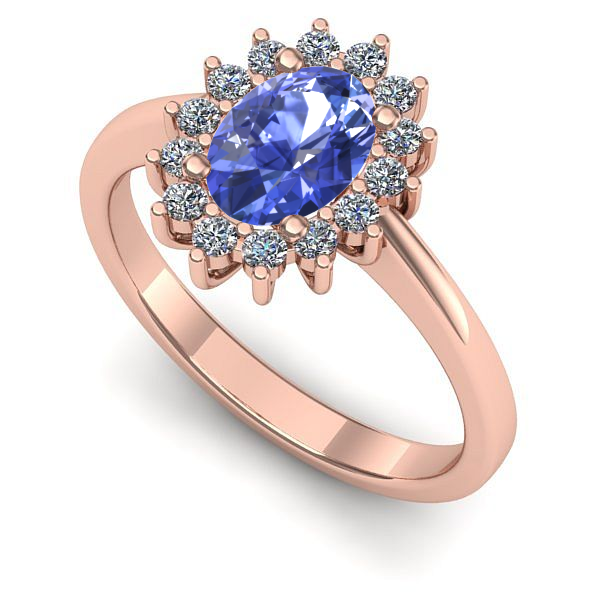 Inel din aur roz cu tanzanit