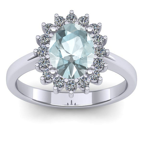 Inel cu aquamarin oval