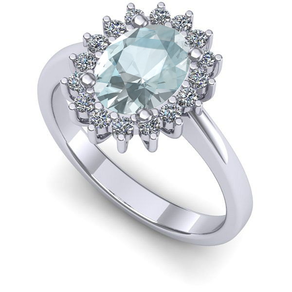 Inel logodna din aur alb cu aquamarin