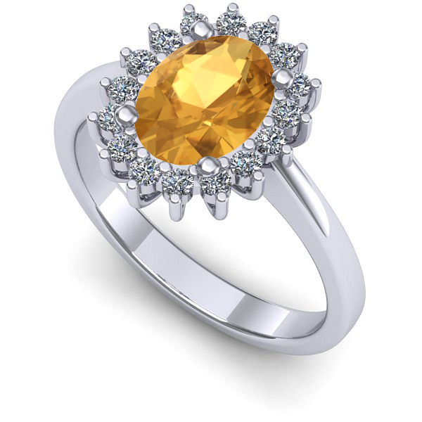 Inel logodna din aur alb cu citrin