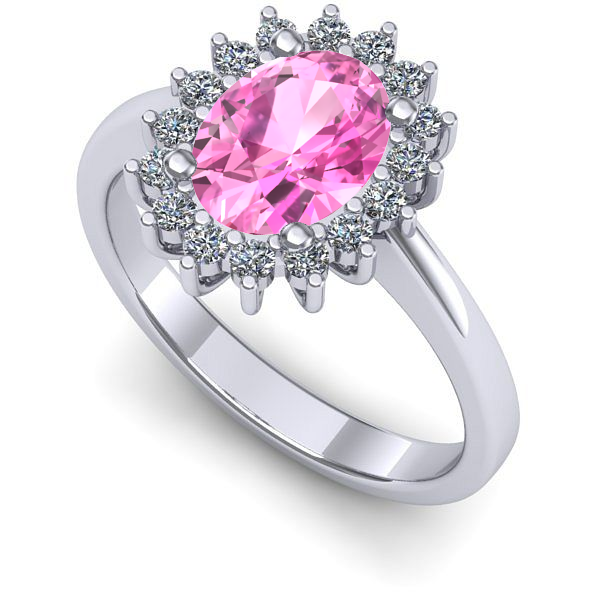 Inel de logodna din aur alb cu safir roz