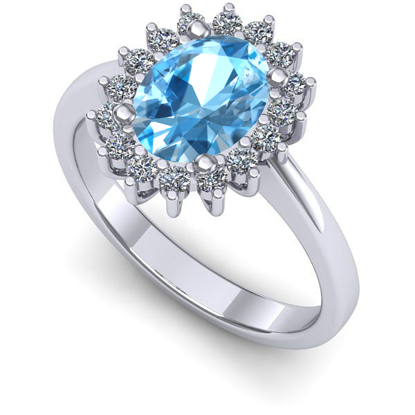 Inel logodna din aur alb cu topaz blue