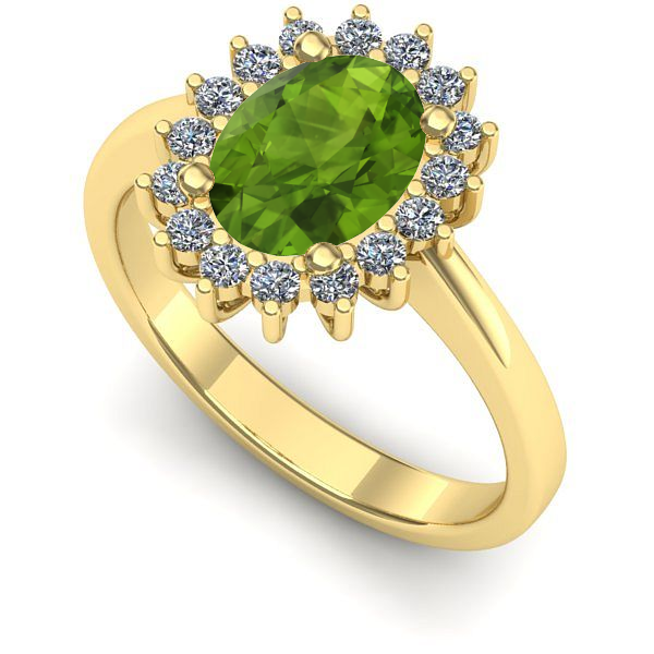 Inel logodna din aur galben cu peridot