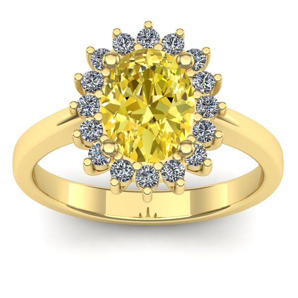 Inel cu safir galben oval