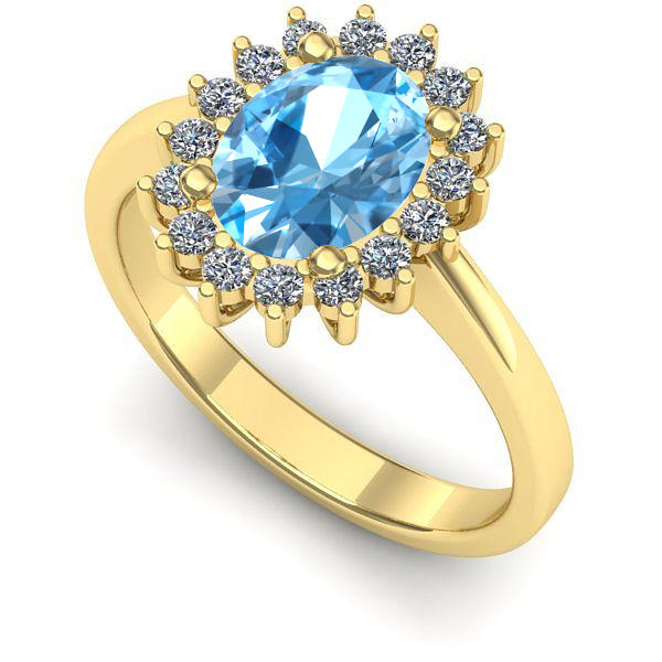 Inel de logodna din aur galben cu topaz blue