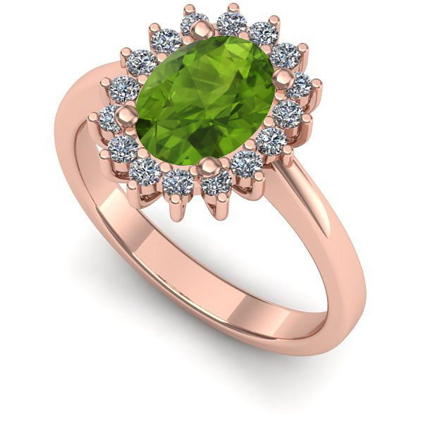 Inel din aur roz cu peridot