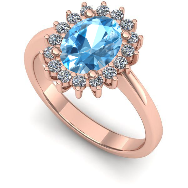 Inel logodna din aur roz cu topaz blue