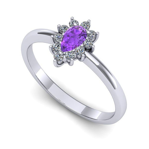 Inel logodna din aur alb cu ametist