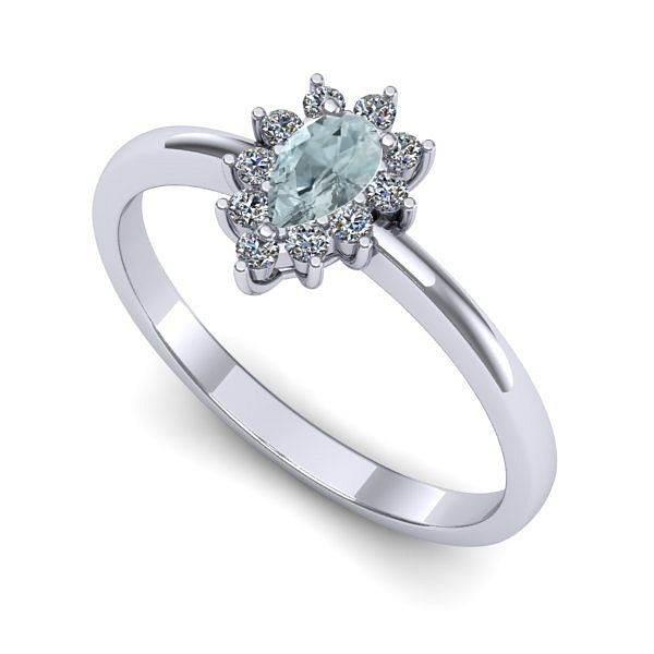 Inel de logodna din aur alb cu aquamarin