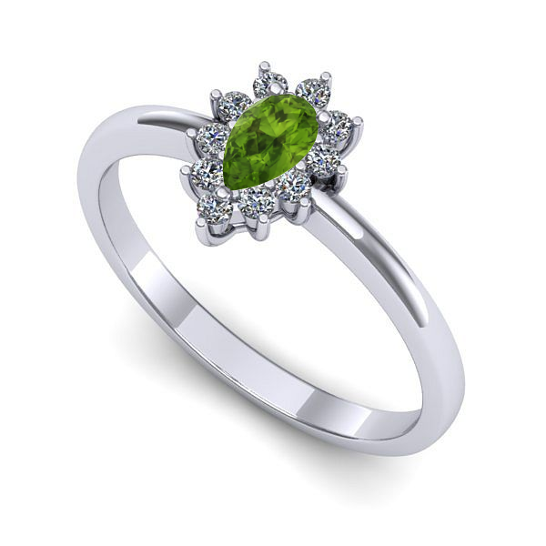 Inel din aur alb cu peridot