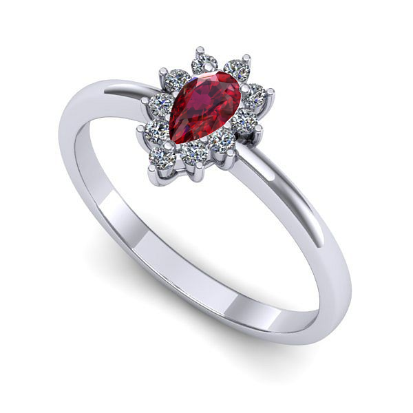 Inel logodna din aur alb cu rubin