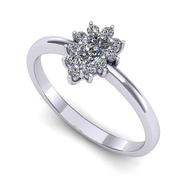 Inel de logodna din aur alb cu safir alb