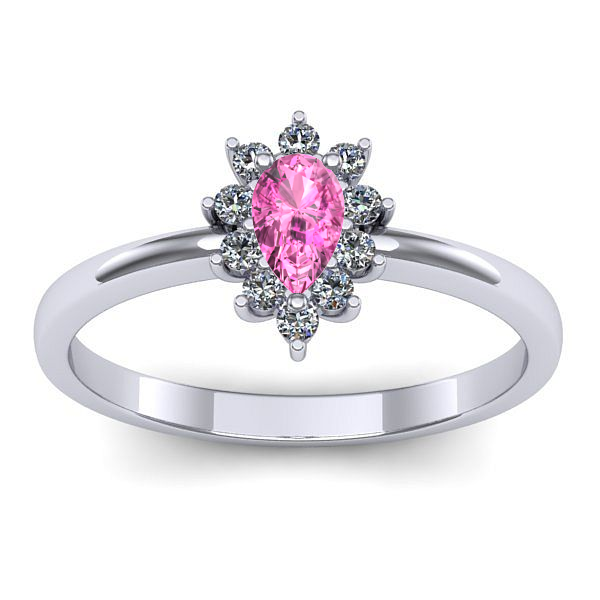 Inel logodna cu safir roz lacrima