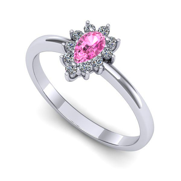 Inel de logodna din aur alb cu safir roz