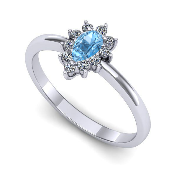 Inel de logodna din aur alb cu topaz blue