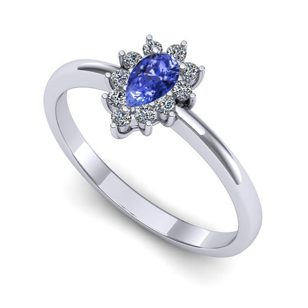 Inel logodna din aur alb cu tanzanit