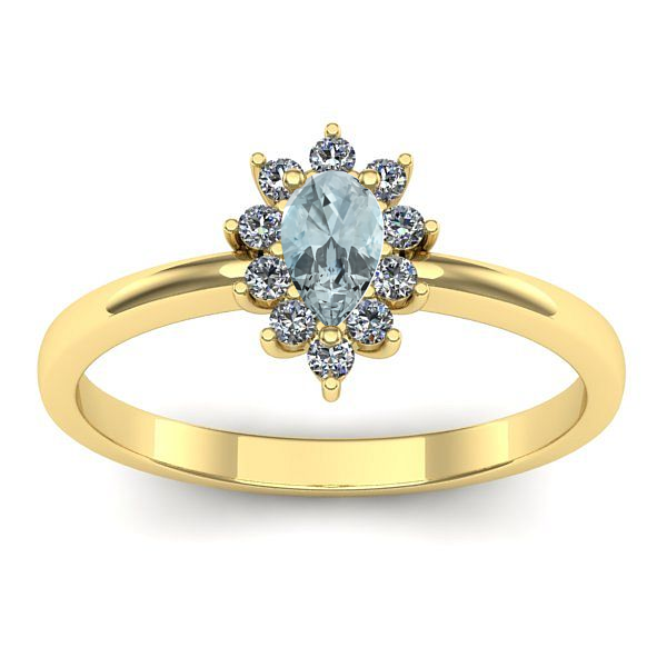 Inel de logodna cu aquamarin lacrima