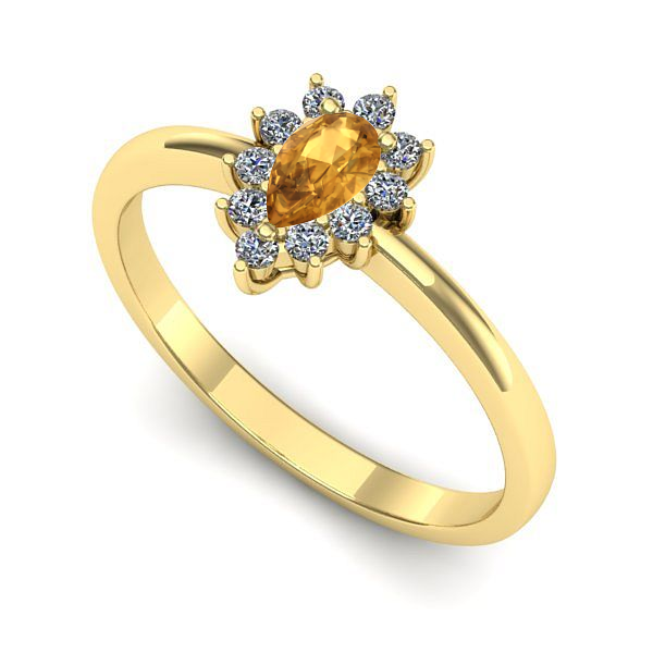 Inel de logodna din aur galben cu citrin