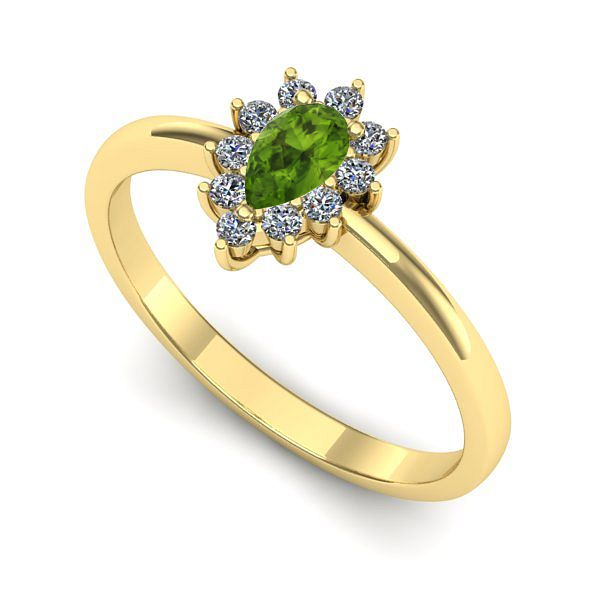 Inel din aur galben cu peridot