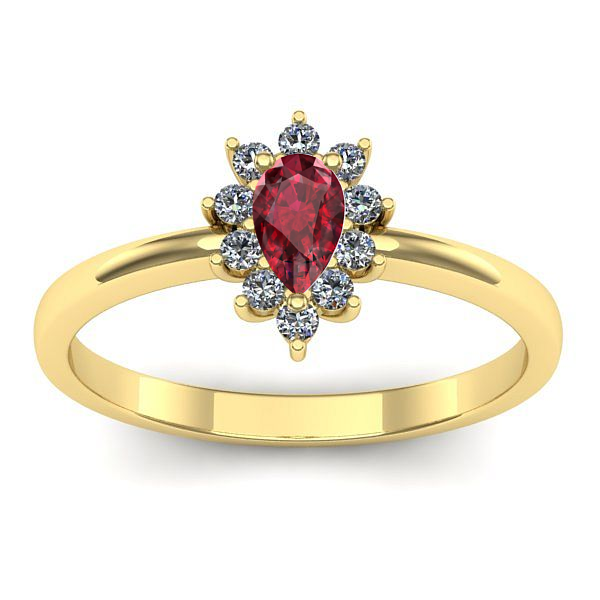 Inel logodna cu rubin lacrima