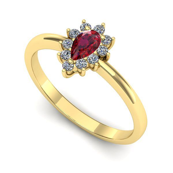 Inel de logodna din aur galben cu rubin