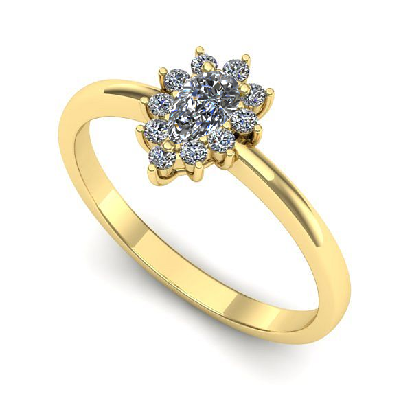 Inel logodna din aur galben cu safir alb