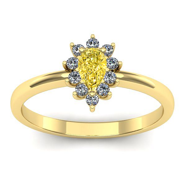 Inel logodna cu safir galben lacrima