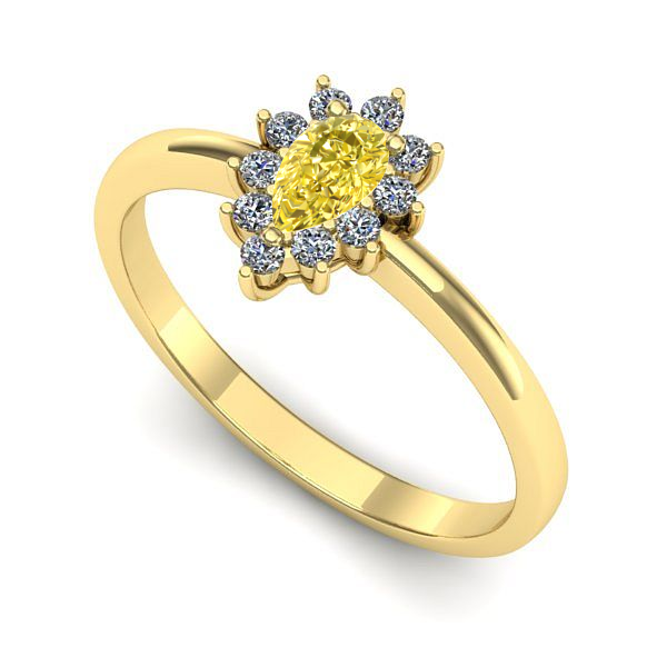 Inel logodna din aur galben cu safir galben