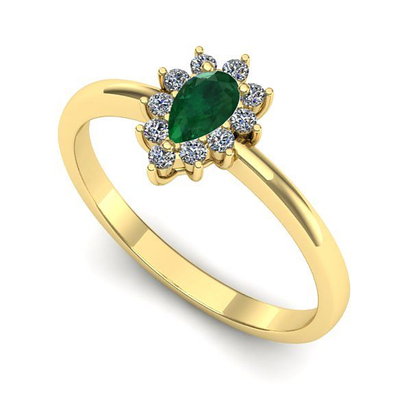 Inel de logodna din aur galben cu smarald