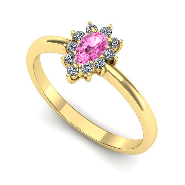 Inel din aur galben cu safir roz