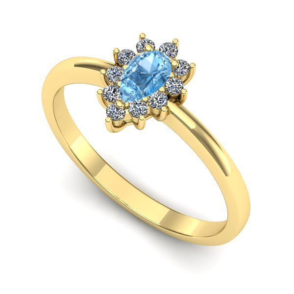 Inel de logodna din aur galben cu topaz blue