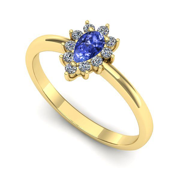 Inel de logodna din aur galben cu tanzanit