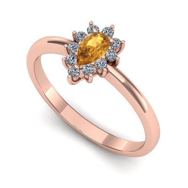 Inel de logodna din aur roz cu citrin