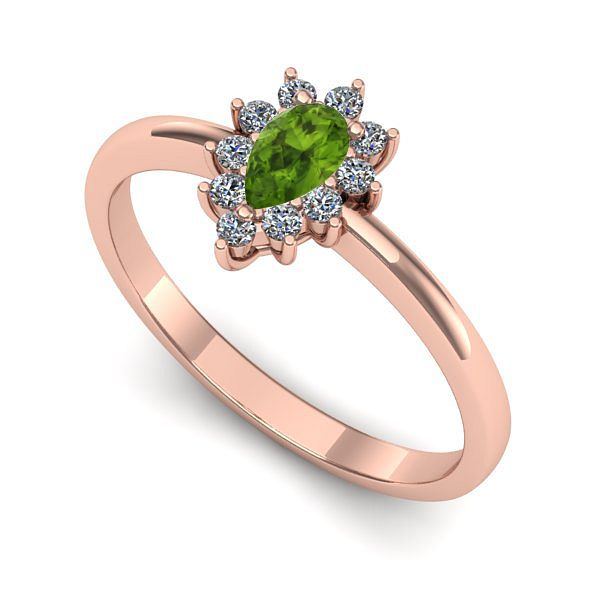 Inel de logodna din aur roz cu peridot