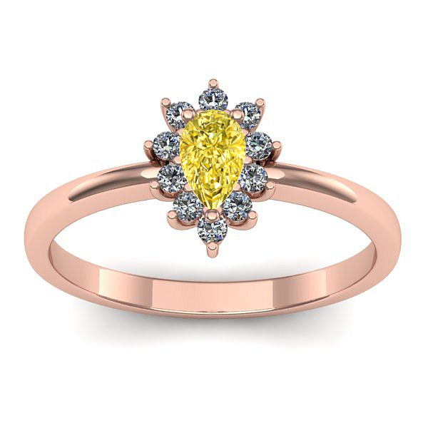 Inel logodna cu safir galben lacrima