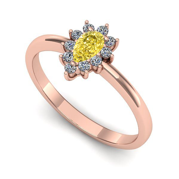 Inel de logodna din aur roz cu safir galben