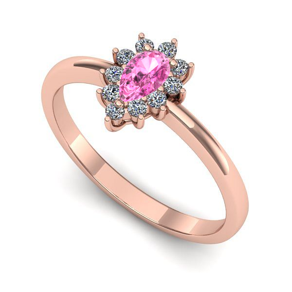 Inel din aur roz cu safir roz