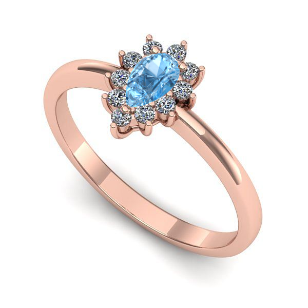 Inel din aur roz cu topaz blue